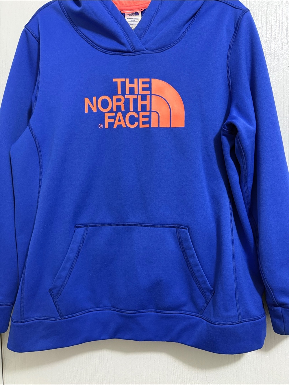 The North Face Men's Cobalt Blue Hoodie with Orange Logo